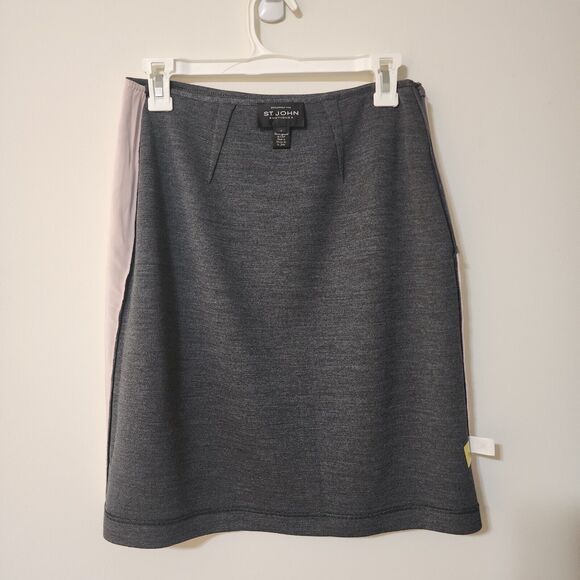 St. John Womens FA17 GRP1 Wool-Blend Mini Skirt Size 4 Silk-Blend Nude Lining - Picture 5 of 10